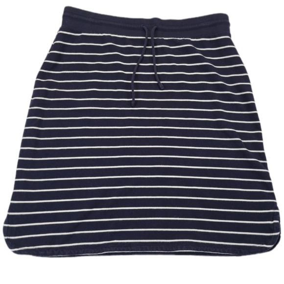 Talbots Cotton Modal Stripe Mini Skirt Black White Drawstring Waist, Size Medium - Picture 1 of 14